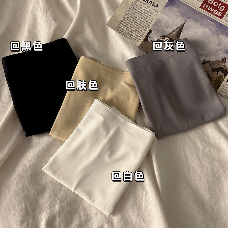 外贸简约冰丝内裤女士棉裆透气中腰无痕防走光安全裤学生平角裤