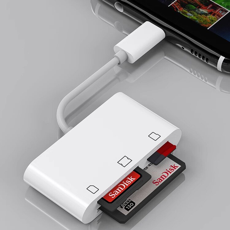 适用苹果16 15promax双手机Type-C读卡器TFSD相机CF三合一转接器