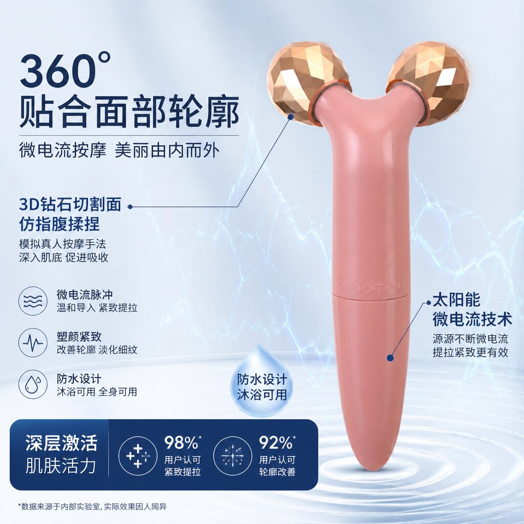 电动滚轮瘦脸仪微电流提拉V脸美容按摩器跨境家用脸部护理神器