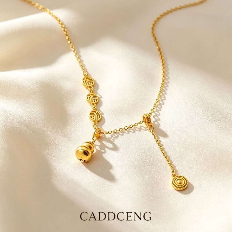 简约福字葫芦流苏葫芦吊坠钛钢项链女高级感轻奢颈链国风精致配饰