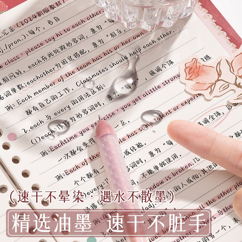 咔巴熊按动中性笔学生刷题速干油墨笔芯带香味可换替芯超软握笔杆