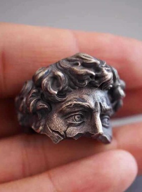 北欧风文艺复古大卫头指环个性设计感ins戒指小众高级感潮流手饰