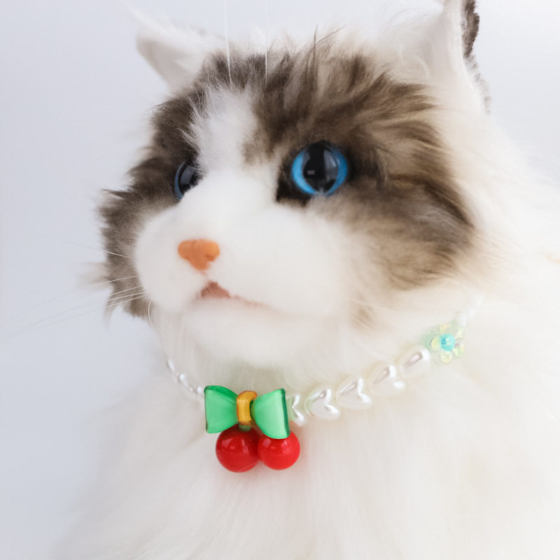 特价跨境亚马逊宠物项圈小猫咪狗狗珍珠项链饰品爱心花朵樱桃草莓