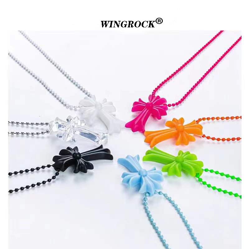 thumbnail for -WINROCK-Yu Shuxin same cross colorful necklace Japan and South Korea limited couple personality accessories chain ins