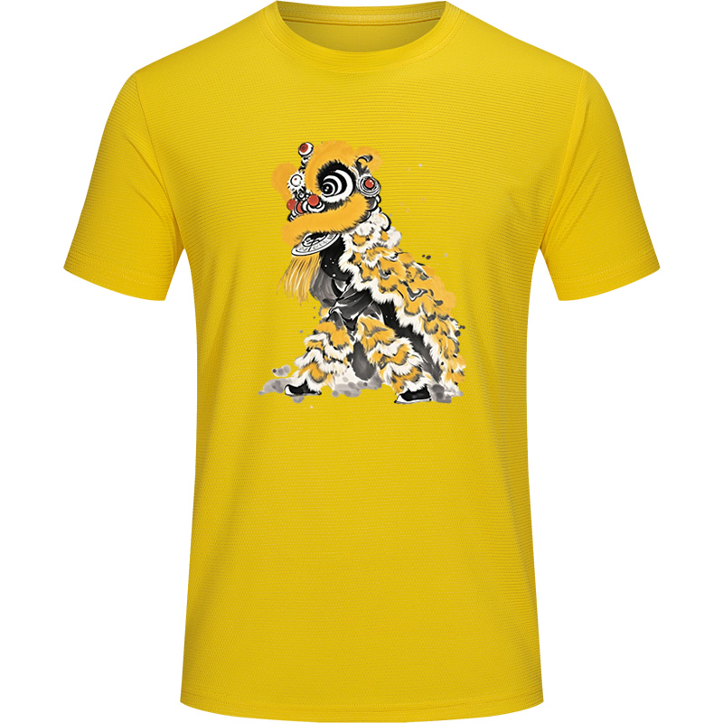 高端速干醒狮衣服舞狮队服DIY中国风狮子头T恤定制男女儿童装上衣