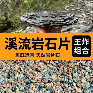 精品溪流石片岩石天然鱼缸造景装饰底砂造景主石大块乌龟晒台躲避
