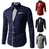 青少年长袖 修身 衬衫 夏季 男士 韩版 型黑色衬衣潮男装 休闲外套衣服寸