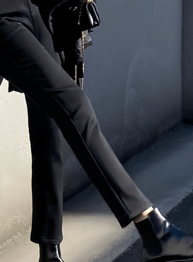 九分女裤新款2025爆款时尚气质黑色品牌直筒烟管裤加绒小个子显瘦