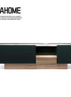 Molteni&C ARCHWAY电视柜客厅实木电视台大理石面带抽屉置物长柜