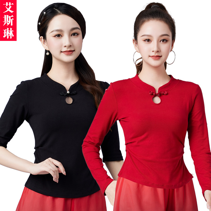 广场舞服装2025秋季新款上衣新款练功服民族风古典舞大妈形体服女