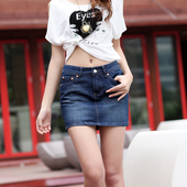 显瘦短裙子包臀裙一步裙2025夏新款 亚马逊牛仔半身裙大码 胖mm修身