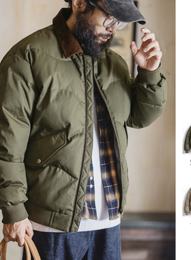 马登工装美式复古CWU45P飞行夹克短款翻领保暖轰炸机棉服外套男冬