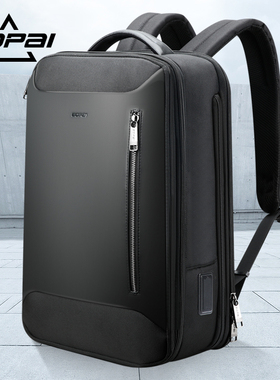 BOPAI博牌商务双肩包高端男包大容量多功能电脑背包可扩展旅行包