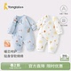 童泰新生婴儿衣服秋冬季 初生宝宝连体衣纯棉夹棉加厚哈衣爬服冬装