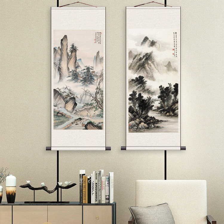招财山水画丽江南高清微喷