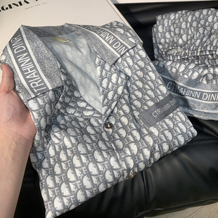 男女士丝绸家居服套装 高级感奢华2026年新款 冰丝短袖 情侣睡衣夏季