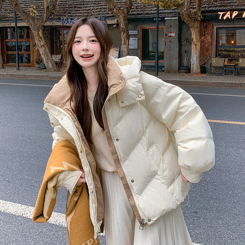 啄木鸟羽绒服女短款宽松学生加厚保暖棉袄面包服棉服棉衣外套女冬