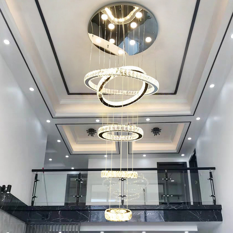 别墅客厅挑空大吊灯复式楼轻奢loft公寓大厅主灯圆环楼梯挑空吊灯,家装灯饰光源,LOFT/复式住宅/楼梯吊灯,淘宝优惠券,粉丝福利购,淘宝优惠卷