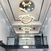别墅客厅挑空大吊灯复式 楼轻奢loft公寓大厅主灯圆环楼梯挑空吊灯