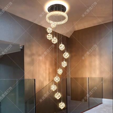 挑空别墅旋转楼梯间长吊灯挑高loft公寓客厅灯小复式楼轻奢高级感