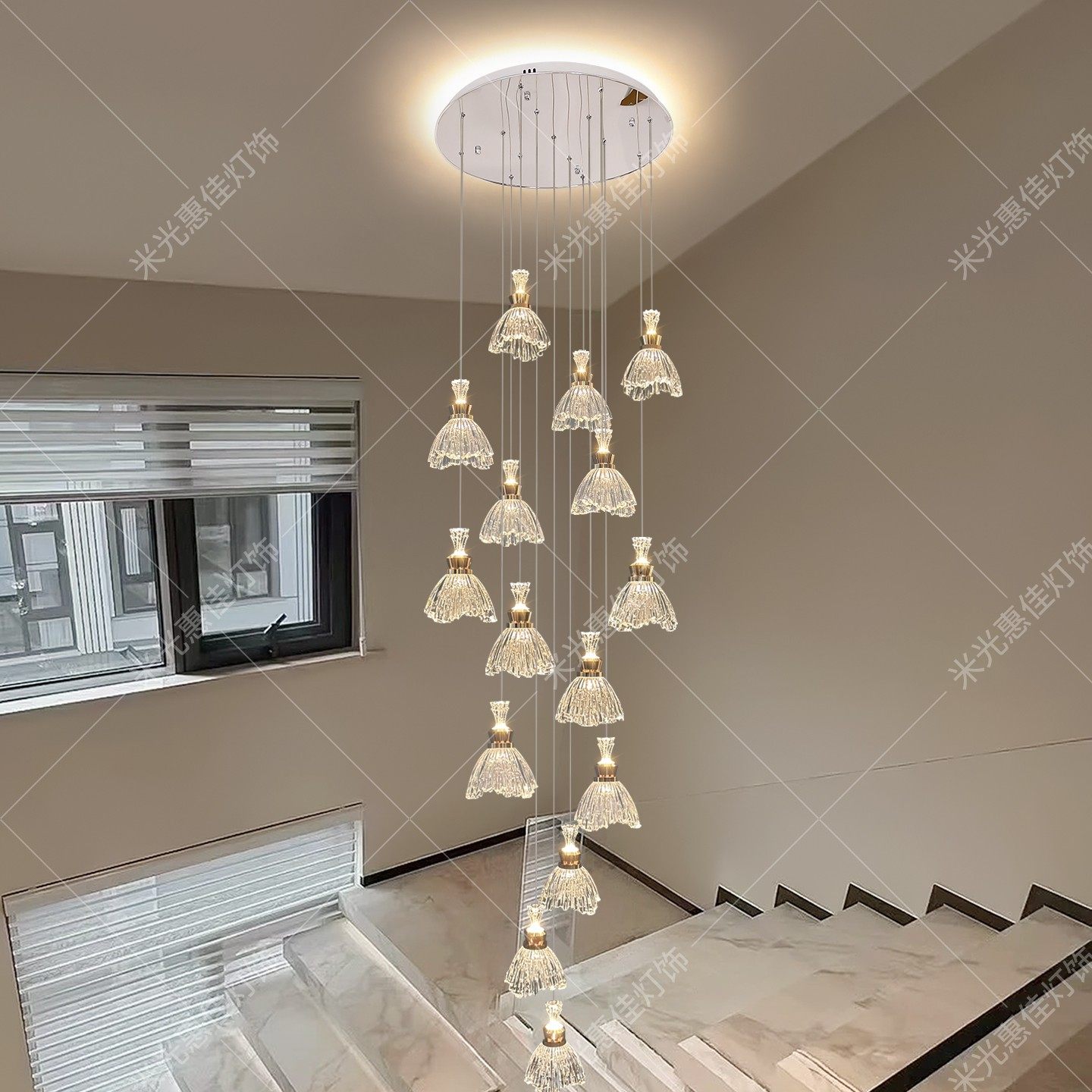 别墅新款复式楼大吊灯loft公寓楼梯间吊灯轻奢挑空旋转吊线长吊灯,家装灯饰光源,LOFT/复式住宅/楼梯吊灯,淘宝优惠券,粉丝福利购,淘宝优惠卷