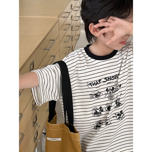儿童短袖t恤夏季2026新款女宝洋气时髦夏装小童百搭童装条纹上衣
