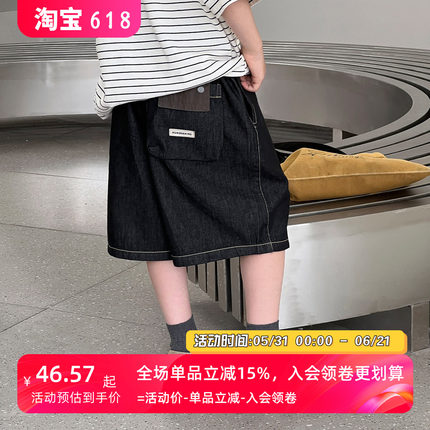 儿童短裤夏季2026新款童装男孩五分裤宽松小童裤子夏装贴标牛仔裤