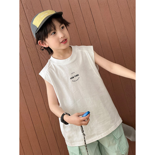 2026夏季新款儿童背心男女童坎肩T恤中小童百搭宽松童装印花上衣