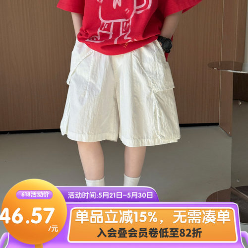 男童工装短裤大口袋裤子2026夏季新款帅气时髦儿童休闲宽松五分裤