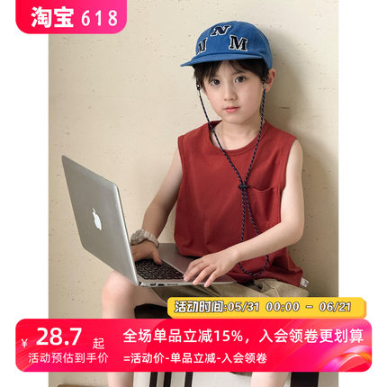 男童背心宽松体恤2026夏季新款韩版儿童百搭上衣女孩纯色无袖T恤