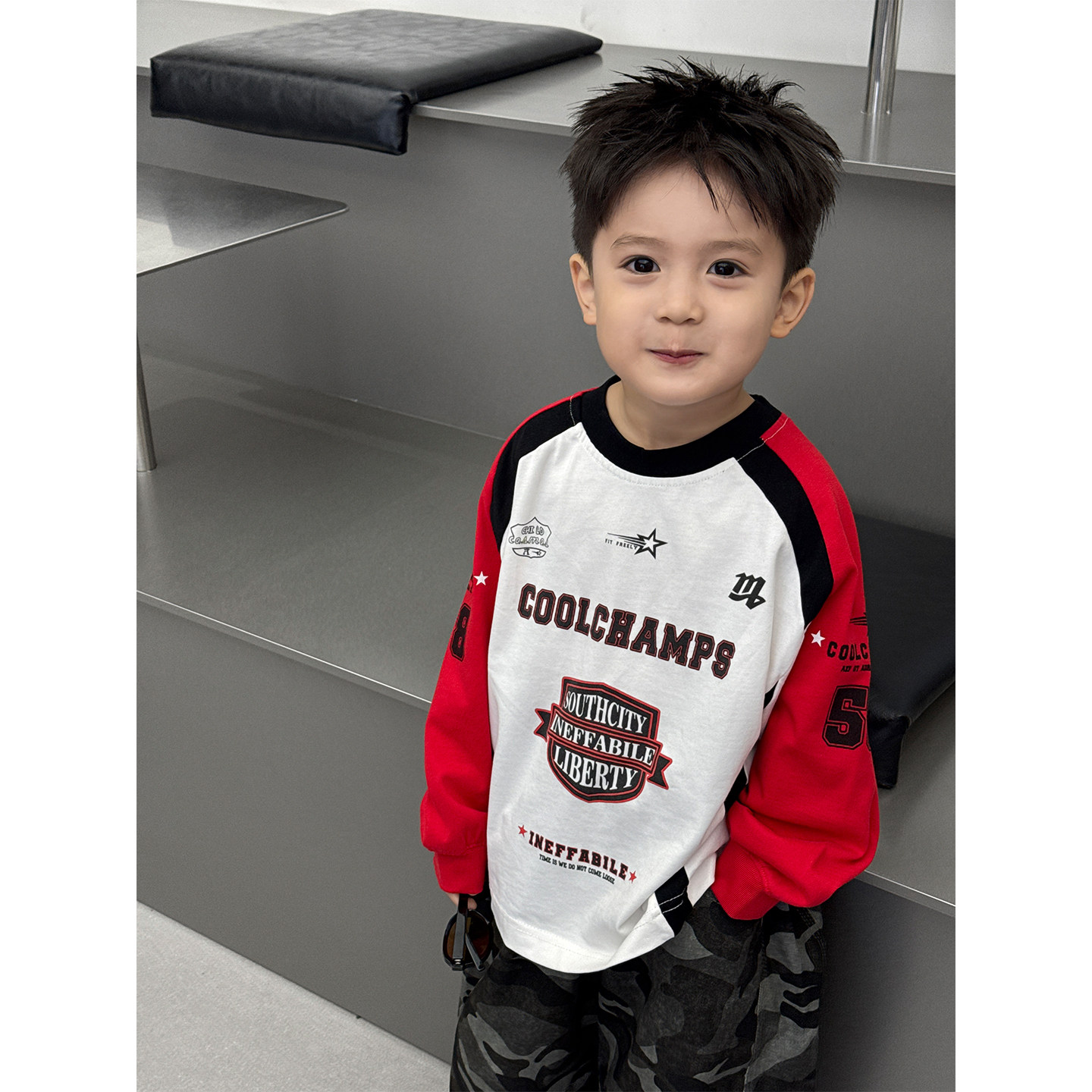 儿童印花卫衣2025新款秋装韩版机车时髦上衣女孩衣服男宝套头长袖