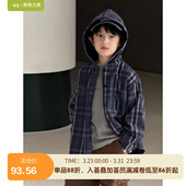 韩版 冬装 加厚上衣儿童加厚格纹衣服 男童加绒连帽外套2025新款 童装