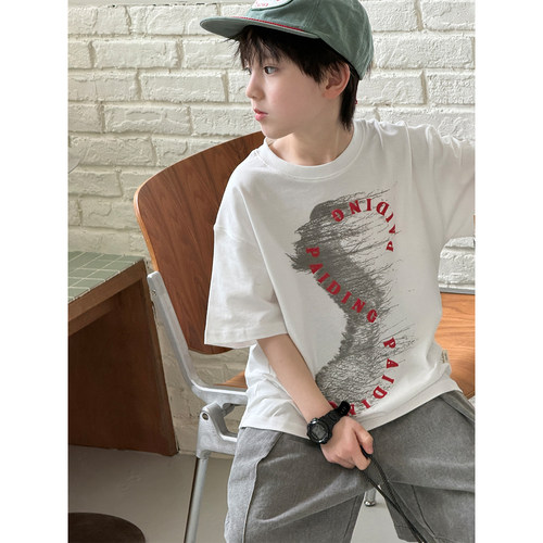 儿童短袖圆领T恤2026夏季新款韩版童装男女宝印花上衣宽松半袖潮t