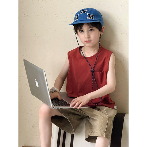 男童背心宽松体恤2026夏季新款韩版儿童百搭上衣女孩纯色无袖T恤