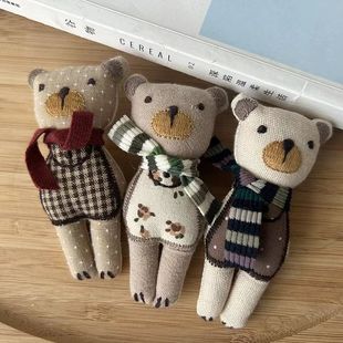 日系甜美小清新围巾卡通小熊包包配饰小玩偶森女装 饰布艺胸针