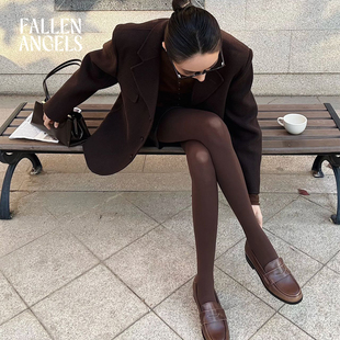 FallenAngels  咖色天鹅绒连裤袜80d厚款丝袜秋冬棕色显瘦打底袜