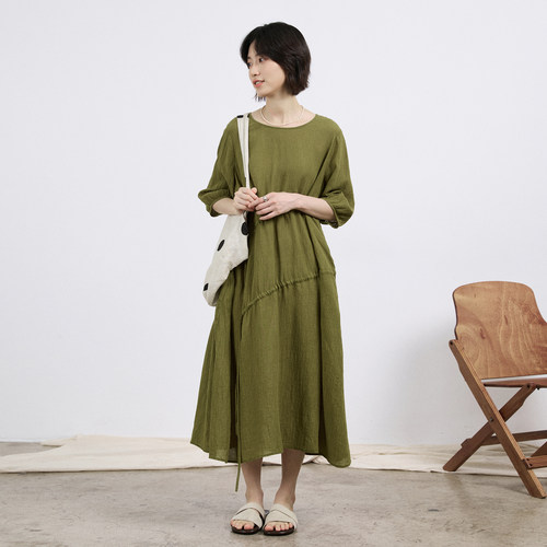 【拙外 7/13新品 00:00AM】夏季宽松显瘦连衣裙女抽绳百搭裙子