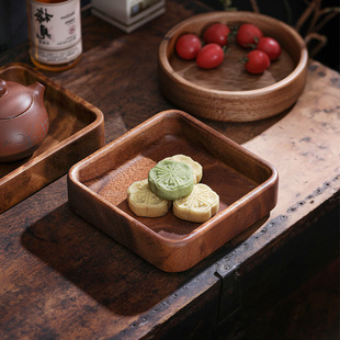 天然胡桃木点心盘围炉煮茶小托盘装花生瓜子干果盒实木碟甜品摆盘