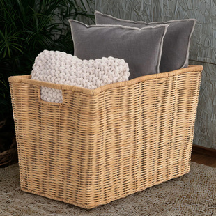 大自然原藤编织箱长方形脏衣篮子加深洗衣篓装衣服玩具书籍大藤筐