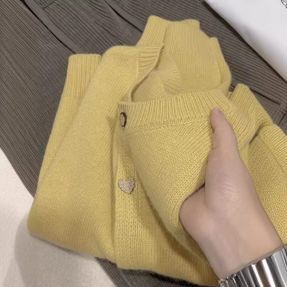 针织开衫圆领通勤减龄羊毛衣宽松百搭欧货休闲长袖外搭显瘦上衣女