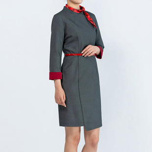 红土航空乘务员职业连衣裙铁路礼仪培训空姐服装空乘专业制服百褶