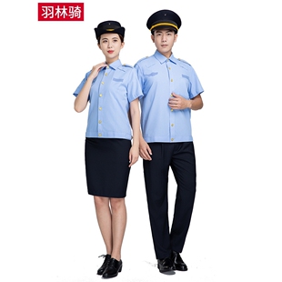 新综合短袖衬衣部门工作制服浅蓝色保安衬衣