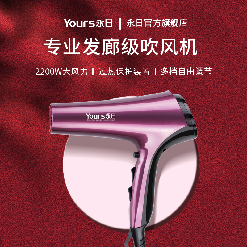 永日电吹风机2000w以上家用发廊理发店蓝光大功率冷热风恒温不发
