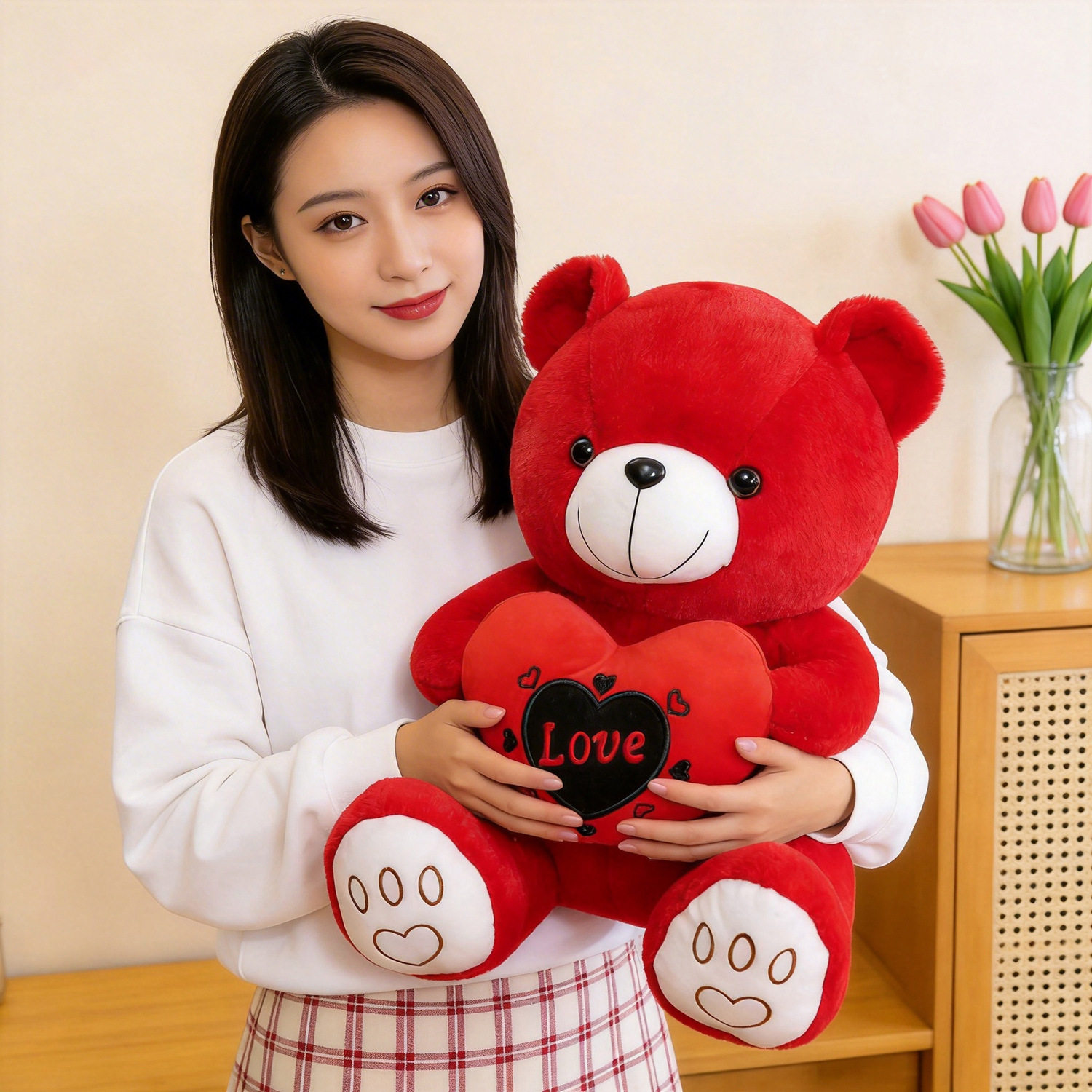 可爱红小熊公仔泰迪熊毛绒玩具布偶爱心娃娃情人节送女友生日礼物