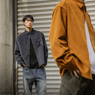 美拉德纳瓦霍叠穿外套寸衣 衬衫 MRA男装 日系姜黄色粗坑灯芯绒长袖