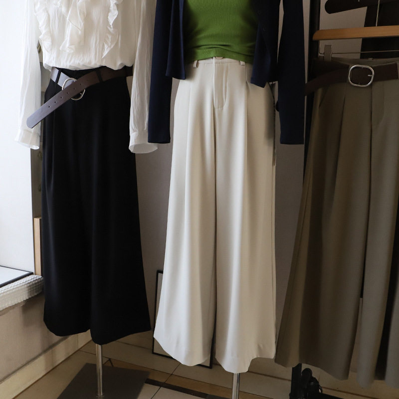 []春季新款韩版高腰垂感直筒阔腿宽松女式西装九分裤