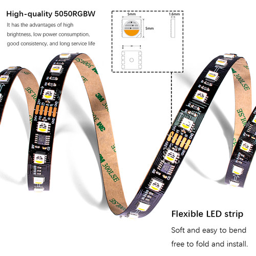 12MM 24V 5050 60灯 RGBW黑板 TM512AC DMX512 LED 灯带裸板全彩