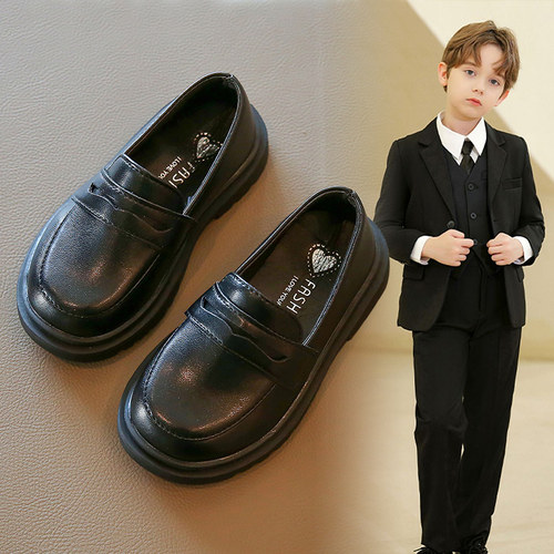男童皮鞋儿童黑色演出鞋花童礼服