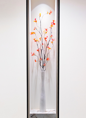 宋式美学长款细高陶瓷花瓶电视墙秋叶高款花器玄关柜开放格装饰