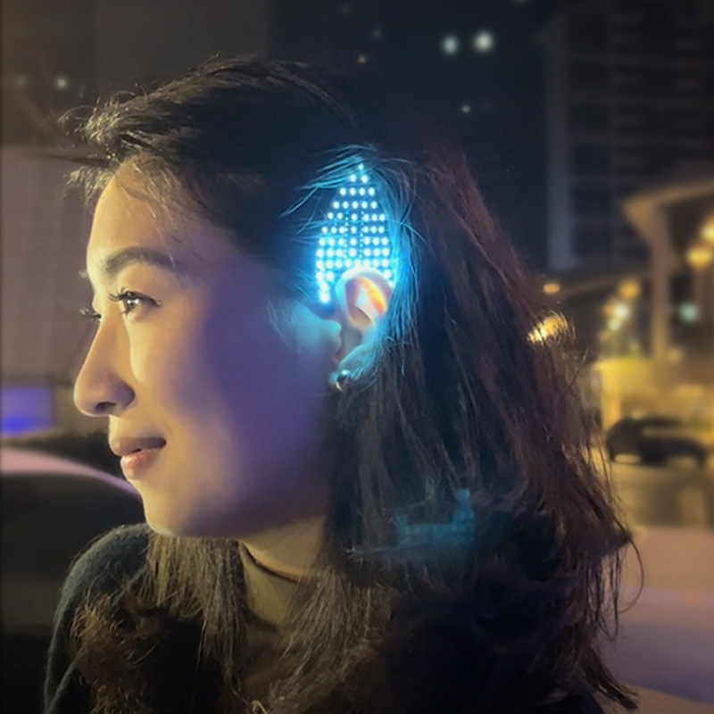 음성 제어 빛나는 귀 크리스마스 LED 엘프 바 나이트 클럽 DOUYIN 드레스 분위기 소품 머리띠 헤어 밴드 카드